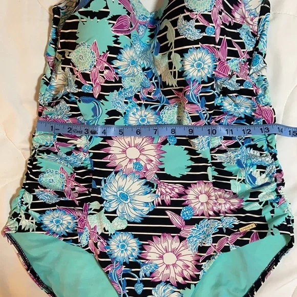 Sunseeker teal floral one piece women’s swimsuit size 14 - Picture 11 of 12